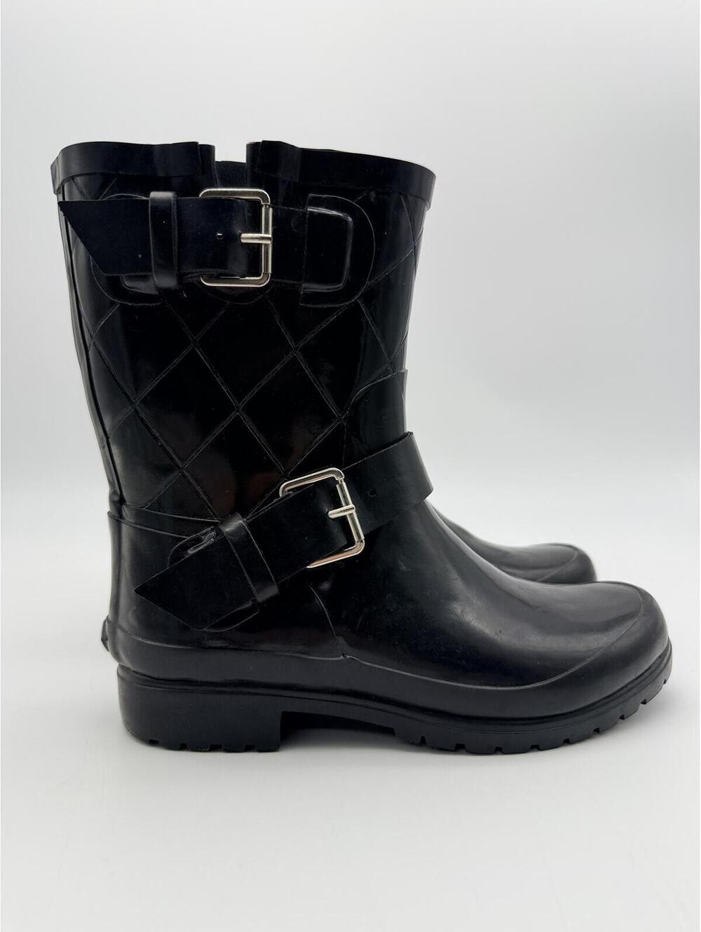 Sperry Falcon Quilted Rain Boot Womens Black Waterproof Pull On Size 5